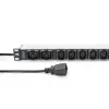 DIGITUS 1U aliumininis PDU stelažinis 8x C13 2x C19 16A 230VAC 50/60Hz IEC C20 kištukas