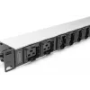 DIGITUS 1U aliumininis PDU stelažinis 8x C13 2x C19 16A 230VAC 50/60Hz IEC C20 kištukas