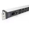 DIGITUS 1U aliumininis PDU stelažinis 9x C13 10A 230VAC 50/60Hz IEC C14 įvadas 10A saugiklis
