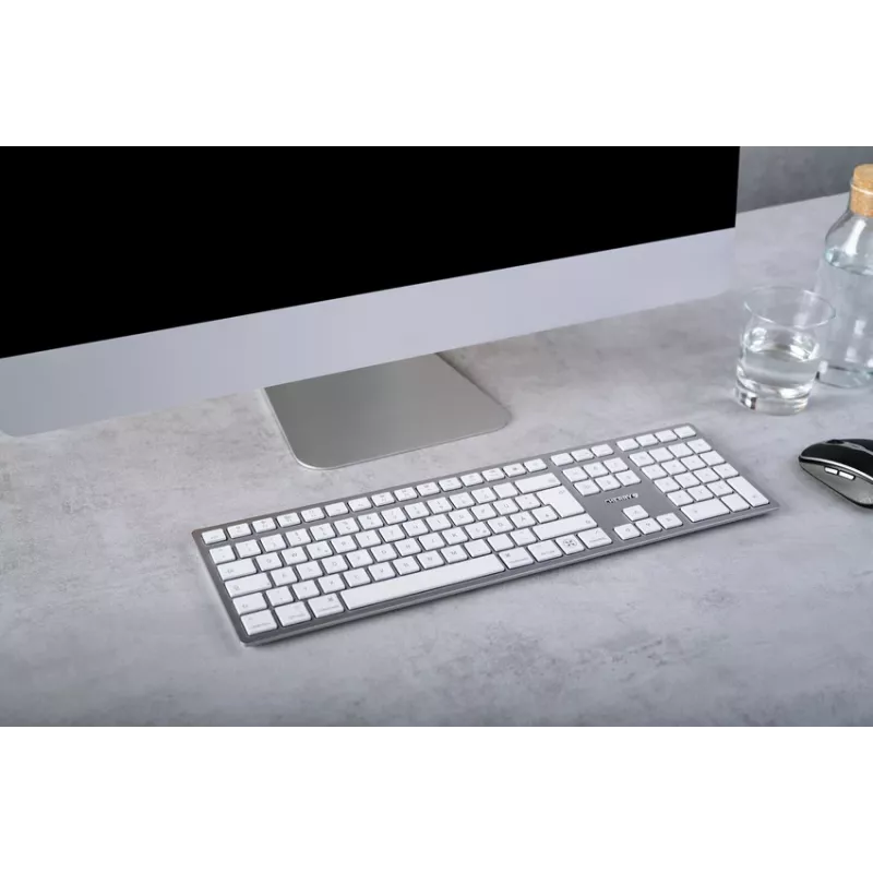 CHERRY KW 9100 SLIM FOR MAC belaidė klaviatūra USB + Bluetooth QWERTZ vokiškas sidabrinė