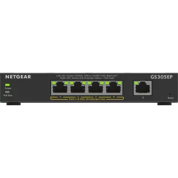 NETGEAR 5 prievadų Gigabit Ethernet PoE+ Plus valdomas jungiklis (GS305EP) L2/L3