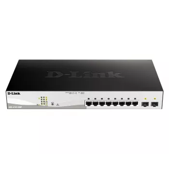 D-Link DGS-1210-10MP valdomas L2 gigabitinės eterneto (10/100/1000) maitinimas per Ethernet (PoE) jungiklis juodas, pilkas
