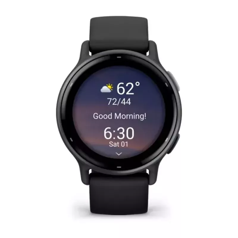 Išmanusis laikrodis GARMIN Vivoactive 5 Juodas — 42 mm korpusas, AMOLED 1,2 colio, GPS/GLONASS/Galileo, 5 ATM, optinis širdies ritmo matuoklis, SpO2, 11 dienų baterija