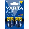 VARTA Longlife Power Mignon AA LR06 baterijos 4 vnt.