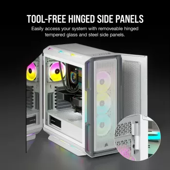 CORSAIR Icue 5000T vidutinio dydžio ATX kompiuterio korpusas - RGB - grūdintas stiklas - baltas