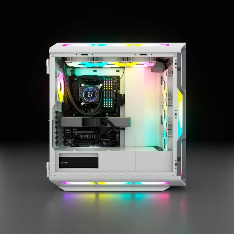 CORSAIR Icue 5000T vidutinio dydžio ATX kompiuterio korpusas - RGB - grūdintas stiklas - baltas