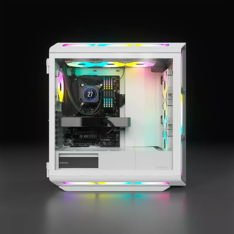 CORSAIR Icue 5000T vidutinio dydžio ATX kompiuterio korpusas - RGB - grūdintas stiklas - baltas