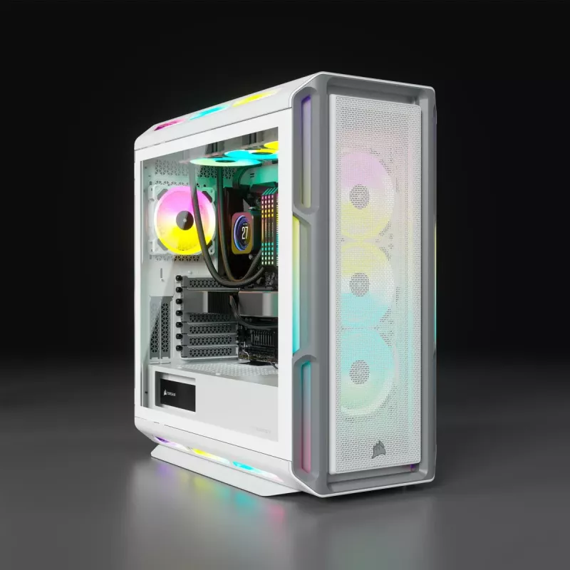 CORSAIR Icue 5000T vidutinio dydžio ATX kompiuterio korpusas - RGB - grūdintas stiklas - baltas