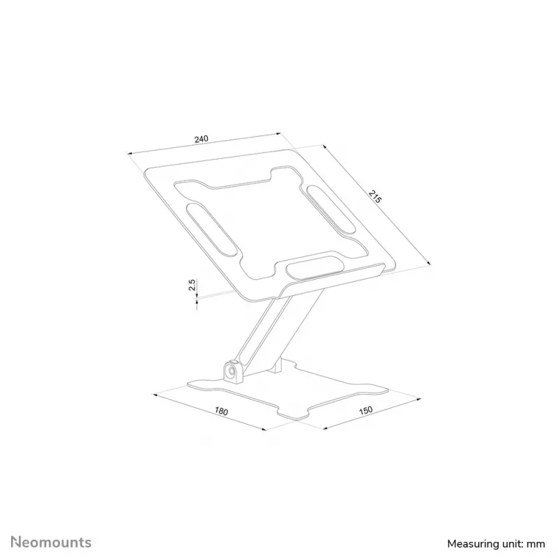 Neomounts DS20-740BL1 nešiojamojo kompiuterio stovas 11-15 colių - reguliuojamas aukštis - sulankstomas - kompaktiškas - universalus