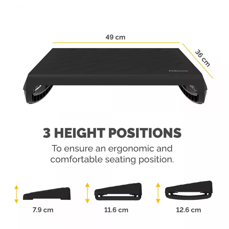 Fellowes Breyta ergonominė pakojė po stalu su tekstūruotu paviršiumi - juoda