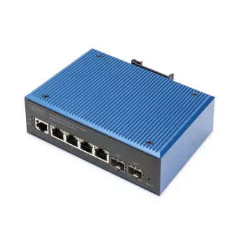DIGITUS Industrial 4+2 prievadų L2 valdomas Gigabit Ethernet jungiklis 4xGE RJ45 + 2 SFP prievadai
