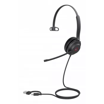 Yealink UH37 Mono Teams USB-C/A ausinės, laidinės, 20–20000 Hz, biurui/skambučių centrui, 96,5 g, juodos