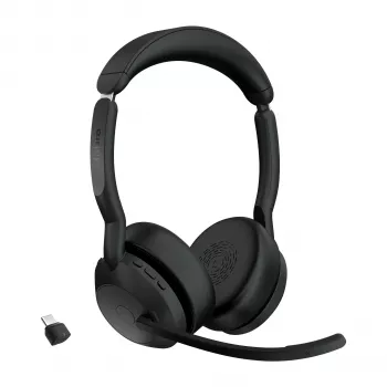 Jabra Evolve2 55 - Link380c UC Stereo, belaidė ausinė, biurui / skambučių centrui, 20 - 20000 Hz, 130 g, juoda