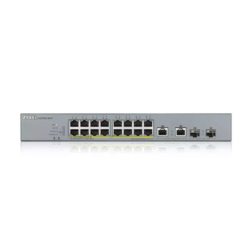Zyxel GS1350-18HP-EU0101F valdomas L2 Gigabit Ethernet komutatorius su PoE, pilkas