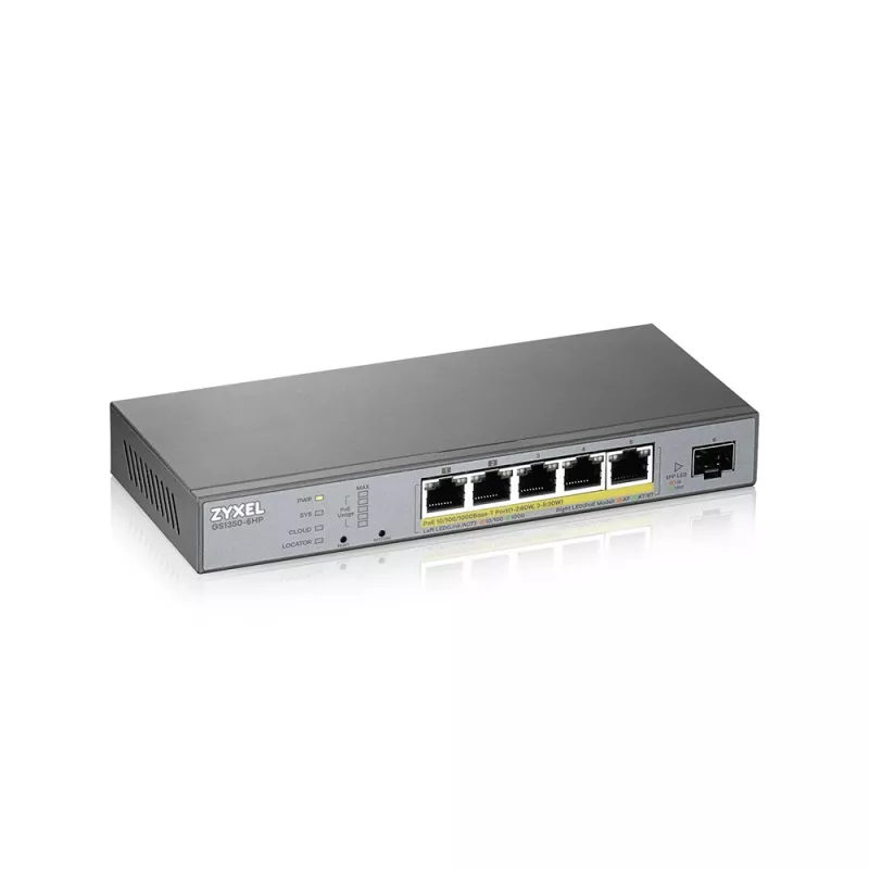 Zyxel GS1350-6HP-EU0101F valdomas L2 tinklo jungiklis Gigabit Ethernet (10/100/1000) PoE pilka
