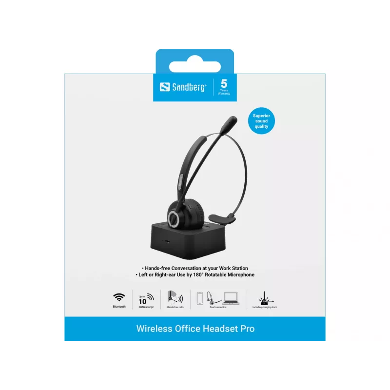 Sandberg Wireless Office Headset Pro belaidės ausinės su mikrofonu