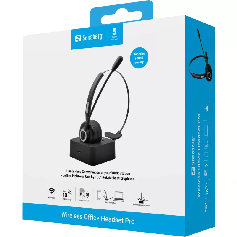 Sandberg Wireless Office Headset Pro belaidės ausinės su mikrofonu