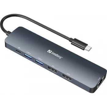 Sandberg USB-C 8K Display Dock USB 3.2 Gen 1 Type-C 100W Power Delivery