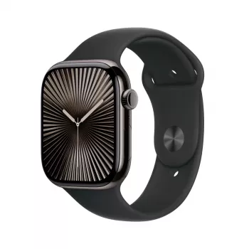APPLE Watch Series 10 GPS + Cellular 46mm titano korpusas su juodu sportiniu dirželiu - M/L