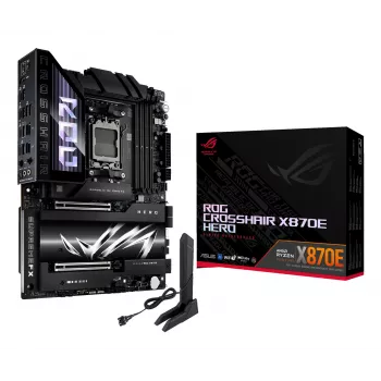 Motininė plokštė ASUS ROG CROSSHAIR X870E HERO — AMD X870E, lizdas AM5, ATX, 4× DDR5 DIMM, 192 GB, Wi‑Fi 7, Bluetooth 5.4