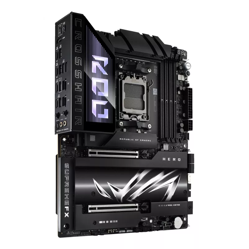 Motininė plokštė ASUS ROG CROSSHAIR X870E HERO — AMD X870E, lizdas AM5, ATX, 4× DDR5 DIMM, 192 GB, Wi‑Fi 7, Bluetooth 5.4