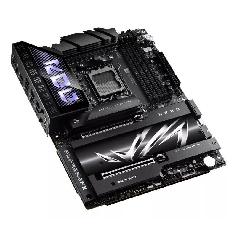 Motininė plokštė ASUS ROG CROSSHAIR X870E HERO — AMD X870E, lizdas AM5, ATX, 4× DDR5 DIMM, 192 GB, Wi‑Fi 7, Bluetooth 5.4