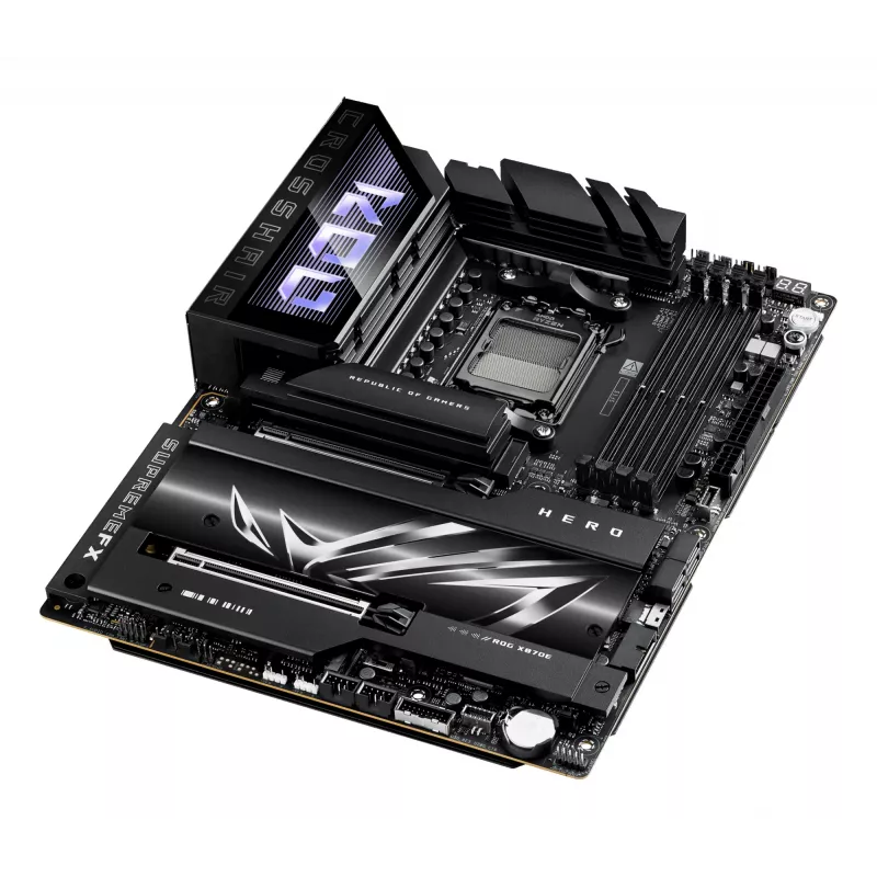 Motininė plokštė ASUS ROG CROSSHAIR X870E HERO — AMD X870E, lizdas AM5, ATX, 4× DDR5 DIMM, 192 GB, Wi‑Fi 7, Bluetooth 5.4