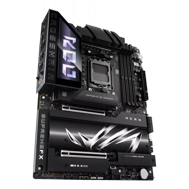 Motininė plokštė ASUS ROG CROSSHAIR X870E HERO — AMD X870E, lizdas AM5, ATX, 4× DDR5 DIMM, 192 GB, Wi‑Fi 7, Bluetooth 5.4