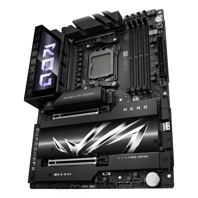 Motininė plokštė ASUS ROG CROSSHAIR X870E HERO — AMD X870E, lizdas AM5, ATX, 4× DDR5 DIMM, 192 GB, Wi‑Fi 7, Bluetooth 5.4