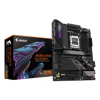 Pagrindinė plokštė GIGABYTE X870E AORUS ELITE WIFI7 ATX, AMD X870E, lizdas AM5, DDR5, 4x DIMM, Wi‑Fi 7, 2.5Gb LAN