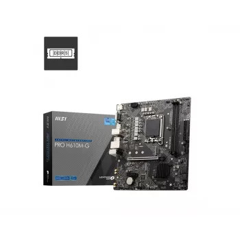 Motininė plokštė MSI PRO H610M-G — Intel H610, LGA 1700, micro ATX, DDR5, 2 DIMM, iki 96 GB, M.2, SATA III, HDMI 2.1, DisplayPort 1.4