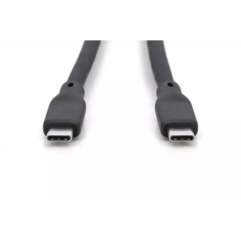 DIGITUS USB silikoninis jungiamasis laidas USB-C - USB-C USB 3.2 Gen2 10G 4K 100W - 50cm juodas