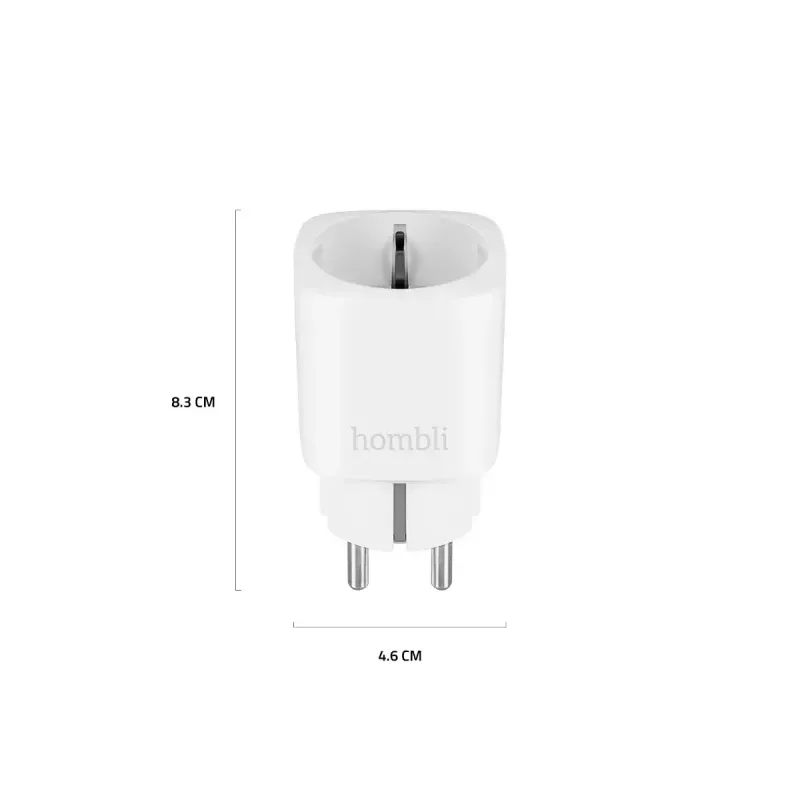 Išmanusis kištukas Hombli Smart Socket EU, „Avanca International BV“ – Wi‑Fi, 220–250 V, 50–60 Hz, max 3540 W, vidaus patalpoms, baltas, plastmasinis, 46×46×84 mm