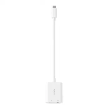 BELKIN NPA004BTWH USB-C adapteris su 3,5 mm garso lizdu ir įkrovimo prievadu baltas