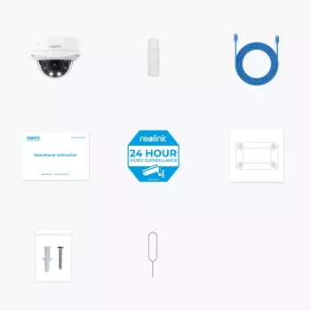 IP stebėjimo kamera Reolink P437 4K kupolas, 8 MP 3840x2160, 5x optinis priartinimas, PoE (IEEE 802.3af), IK10, IP67, MicroSD iki 256 GB