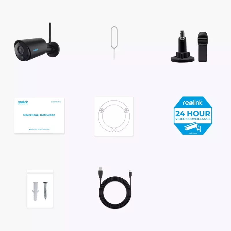 Reolink Argus B320-B 3 MP belaidė cilindro formos lauko IP kamera, baterija/saulės panelė, Wi-Fi 2,4 GHz, 2304x1296, H.265, dvipusis garsas, microSD iki 128 GB, juoda