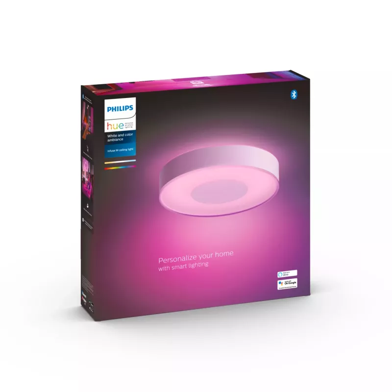 Philips Hue White and Colour Ambience Infuse medium lubinis šviestuvas – reguliuojama balta ir spalvota šviesa, valdymas programa ir balsu