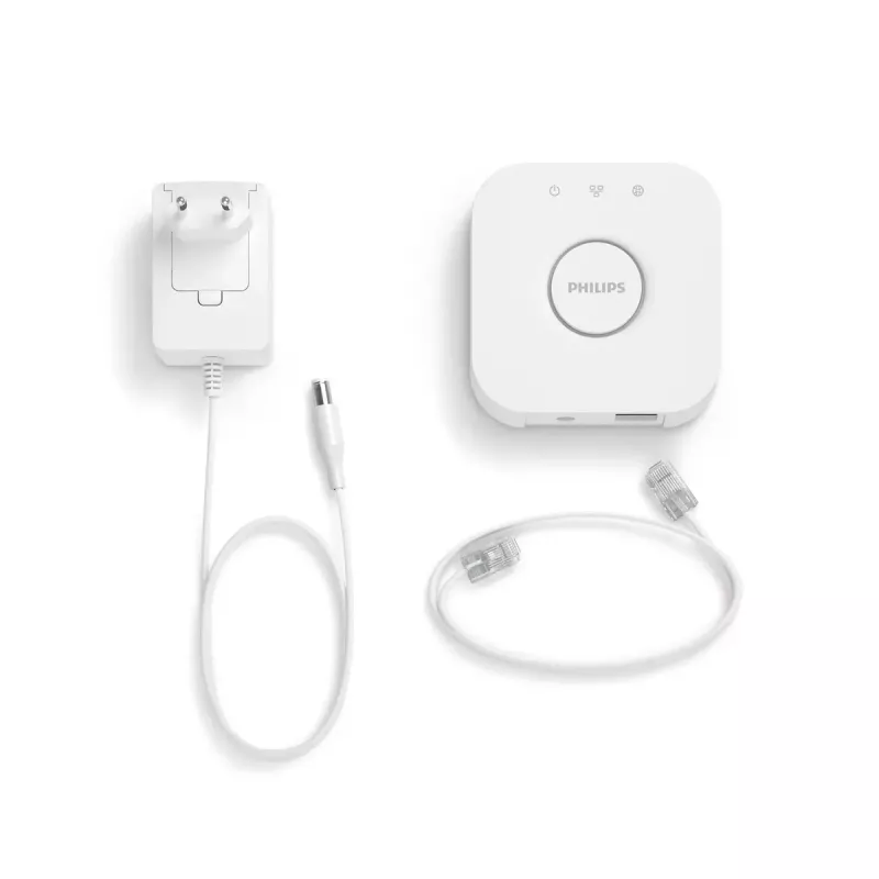 „Philips Hue Bridge“ – centrinė valdymo sistema – belaidžiu ir laidiniu ryšiu