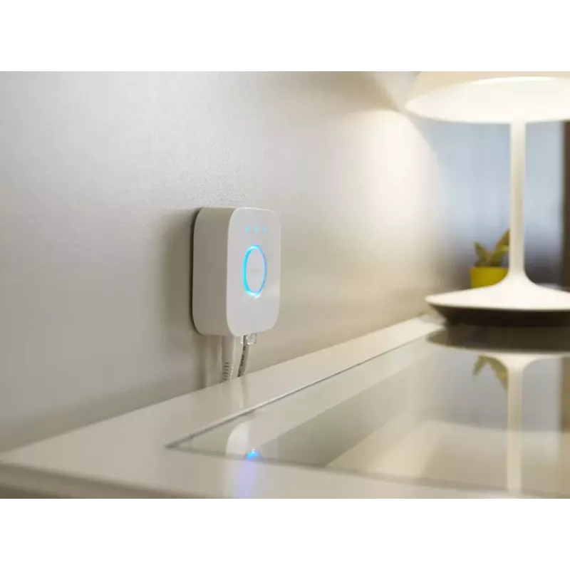„Philips Hue Bridge“ – centrinė valdymo sistema – belaidžiu ir laidiniu ryšiu