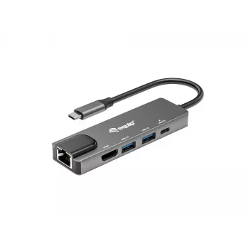 Equip USB-C 5-in-1 Multifunkcinis adapteris, HDMI, Gigabit LAN, USB 3.2 GEN1, 100W USB PD