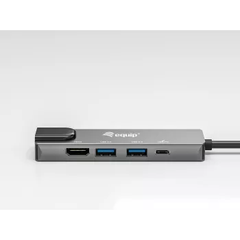 Equip USB-C 5-in-1 Multifunkcinis adapteris, HDMI, Gigabit LAN, USB 3.2 GEN1, 100W USB PD