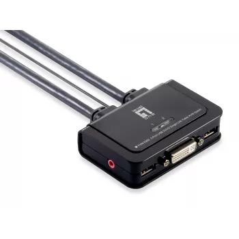 LevelOne KVM-0260 2 prievadų USB DVI-D Single Link KVM jungiklis su garso palaikymu