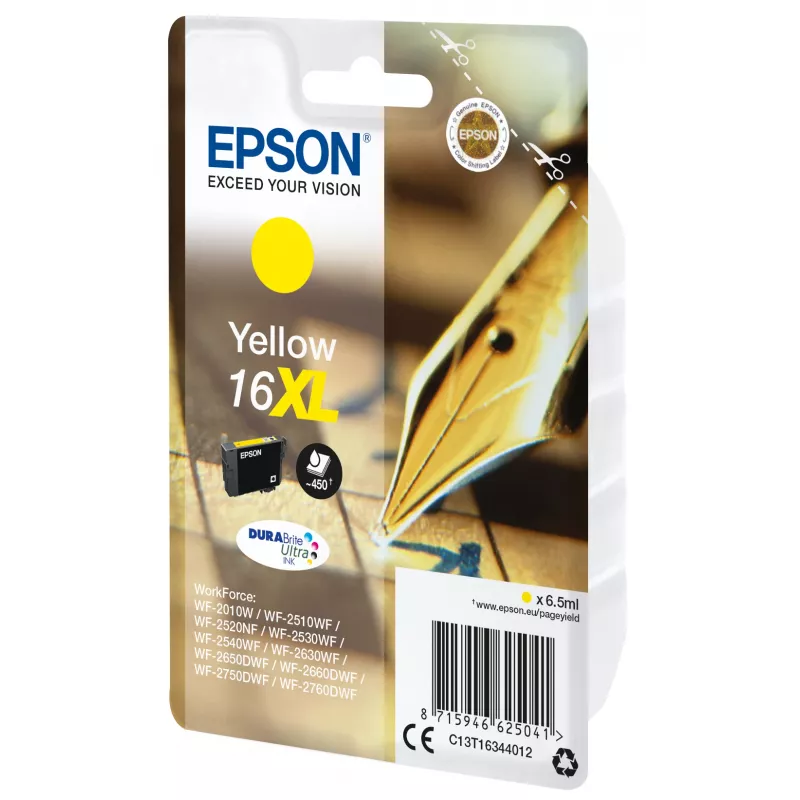 Epson 16XL DURABrite Ultra rašalo kasetė, geltona, vienetinė pakuotė