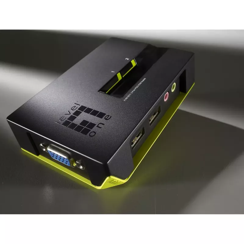 LevelOne 2 prievadų USB VGA KVM jungiklis su garso palaikymu