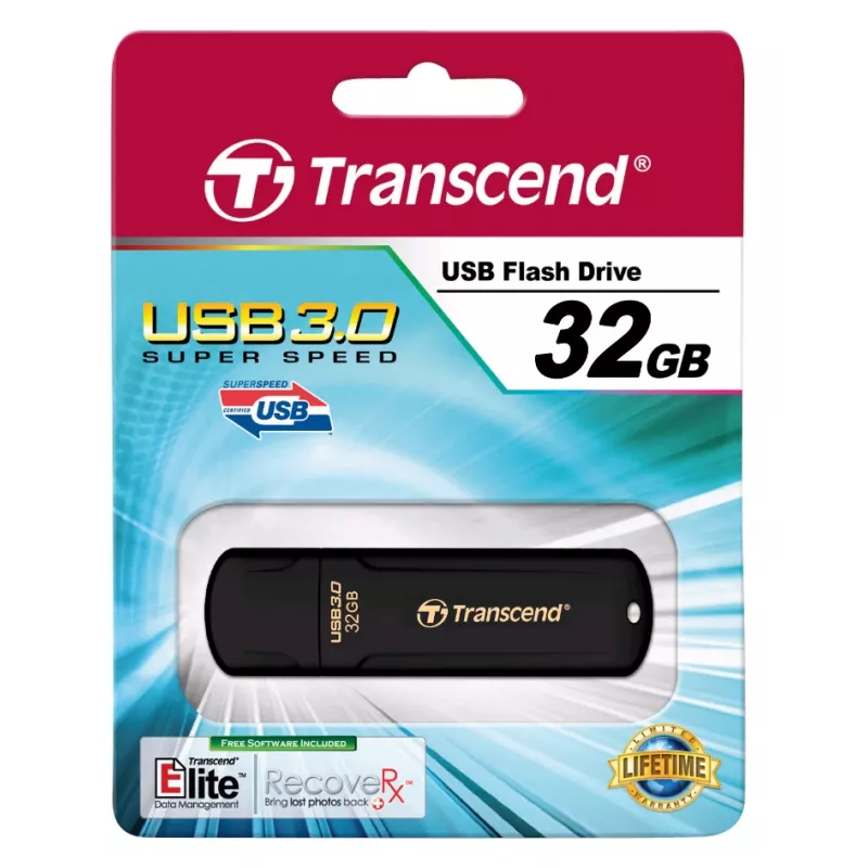 TRANSCEND JetFlash 700 - 32GB USB atmintukas - USB 3.0 - Juoda