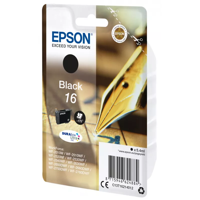 Epson rašalo kasetė DURABrite Ultra Ink juoda 16 (vienoje pakuotėje)