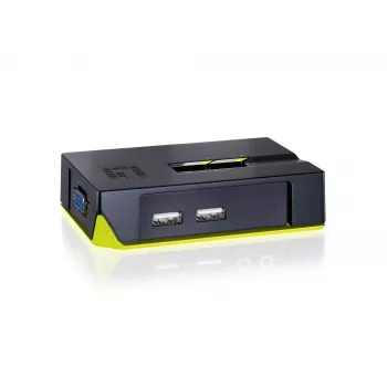 LevelOne 2-Port USB VGA KVM jungiklis, 2048 x 1536 pikseliai, juoda, žalia