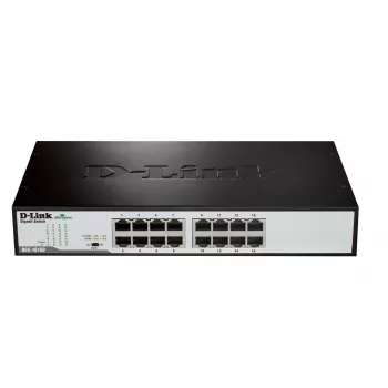 D-Link DGS-1016D/E tinklo jungiklis, nevaldomas, juodas, metalinis
