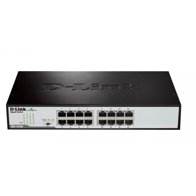 D-Link DGS-1016D/E tinklo jungiklis, nevaldomas, juodas, metalinis