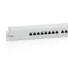 Equip 16 prievadų Cat.6 ekranuotas skirstomasis skydas, šviesiai pilkas, RJ-45, auksuotas, Cat6, montavimui į stelažą, 1U, pilkas